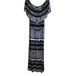 Ashley Stewart Black and White Off the Shoulder  Maxi Dress Plus Size 14/16